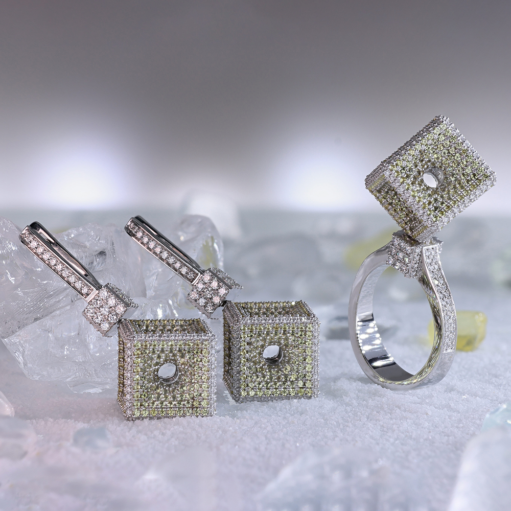 14K Gold Yellow Sapphire & Diamond Set