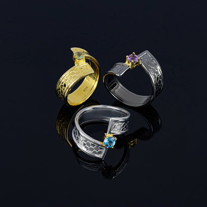 Adjustable Minimalist Rings with Natural Gemstones