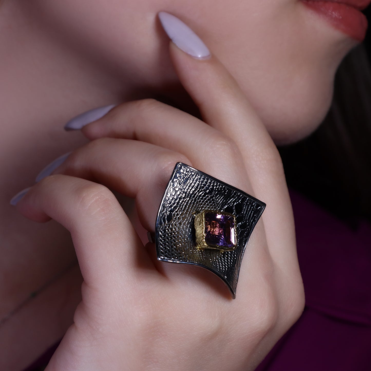 Ring FEDORA Black Rhodium with Natural Ametrine