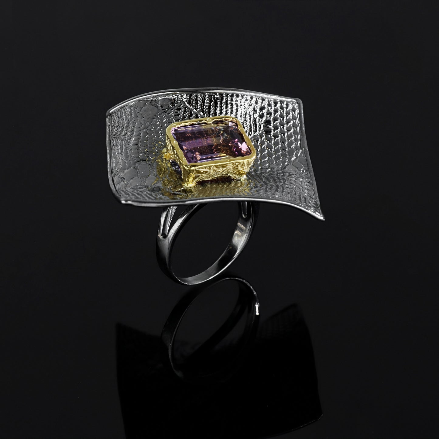 Ring FEDORA Black Rhodium with Natural Ametrine