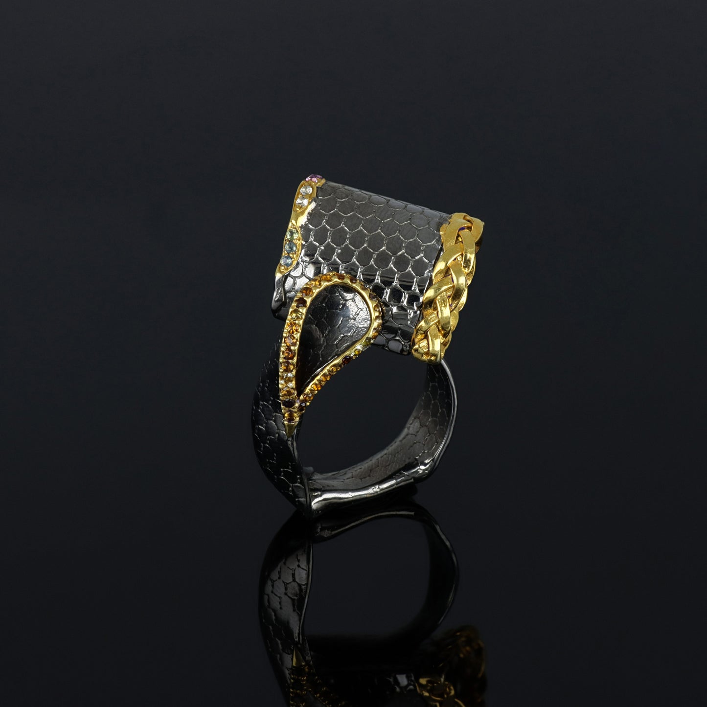 Ring HONEYCOMB with Tourmalines