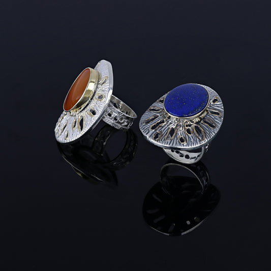 Ring MOTHER FLOWER with Lapis Lazuli and Carn