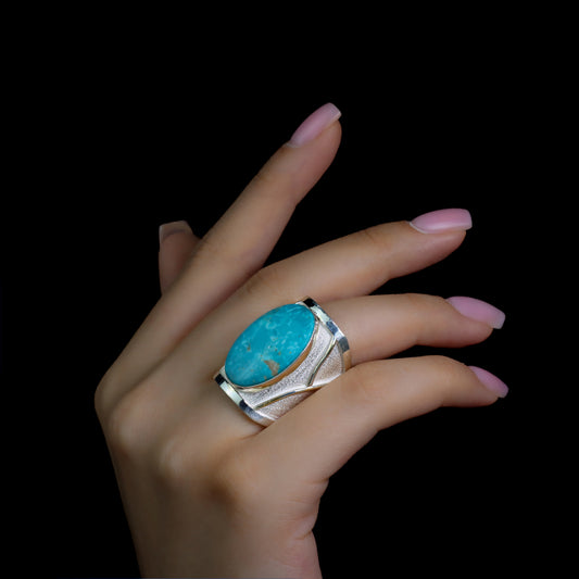 Ring ANCIENT with Turquoise, Carnelian, and Labradorite