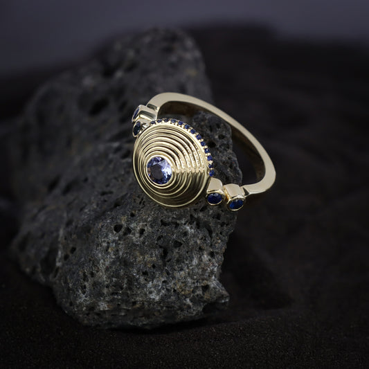 14K Gold Sapphire & Tanzanite Ring