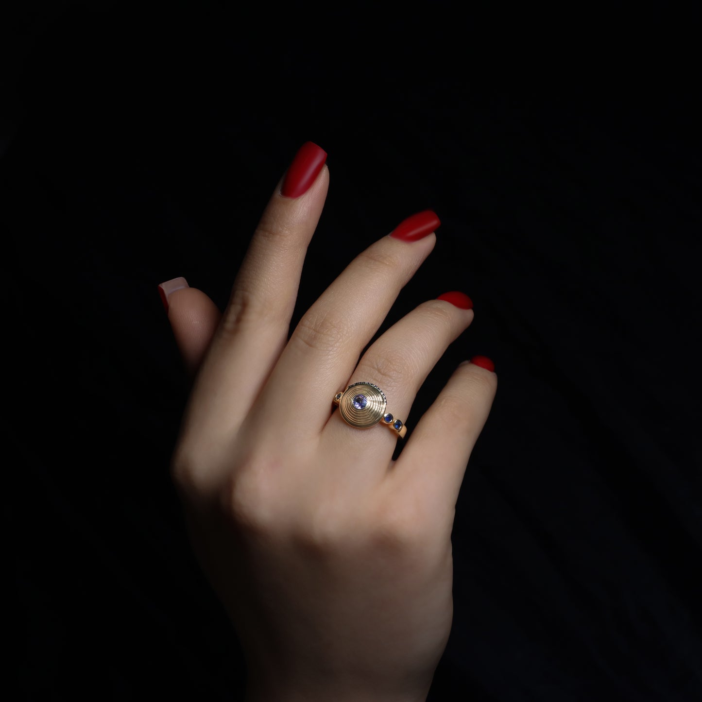 14K Gold Sapphire & Tanzanite Ring