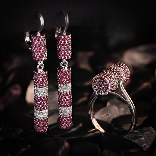 14K Gold Ruby & Diamond Set