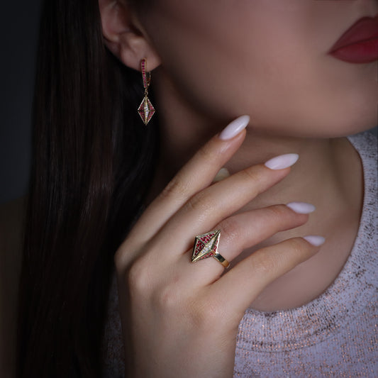 14K Gold Ruby & Diamond Set