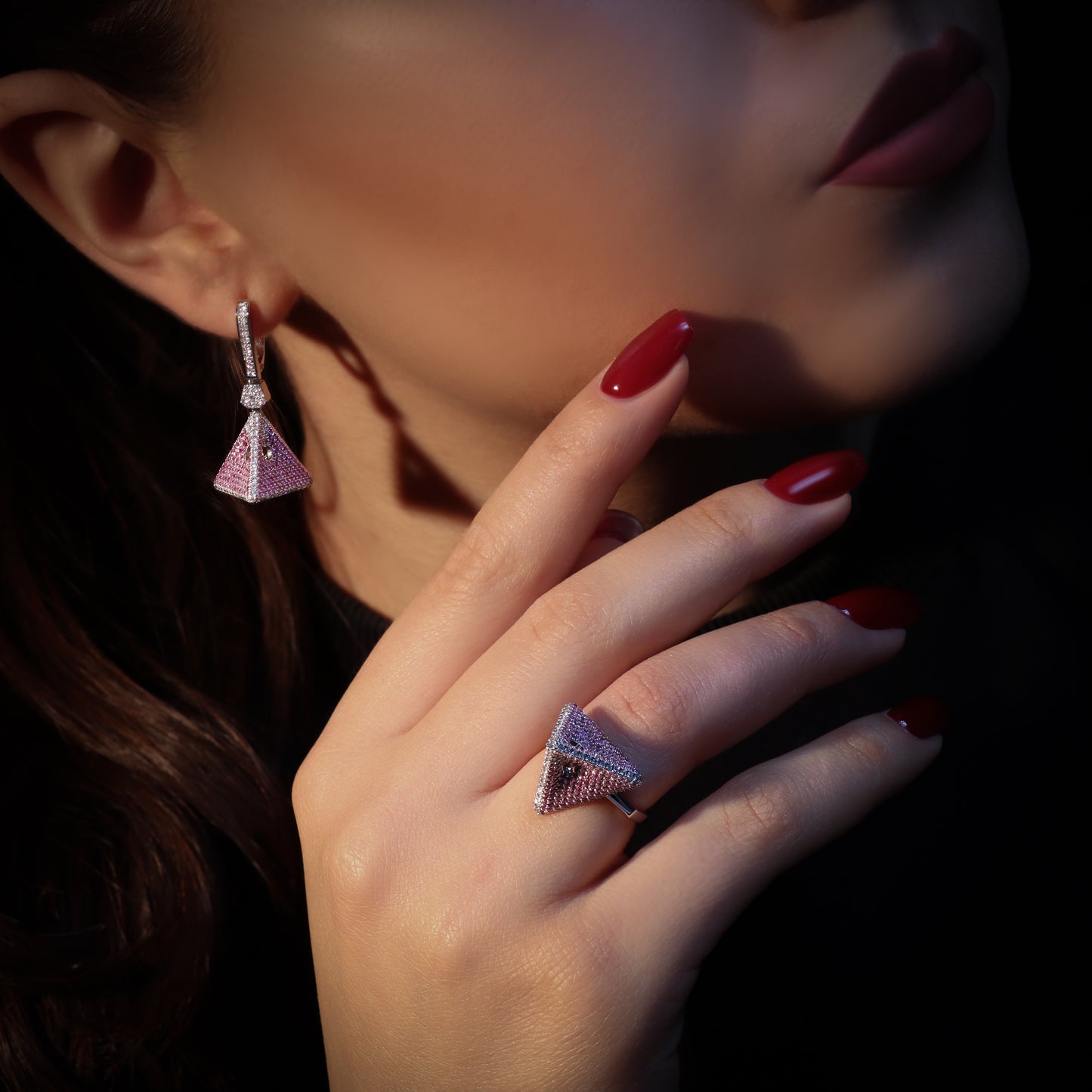 14K Gold Pink Sapphire & Diamond Set