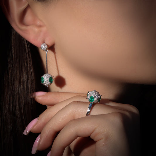 18K Gold Emerald & Diamond Set