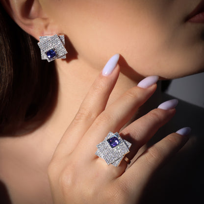 18K Gold Tanzanite & Diamond Set