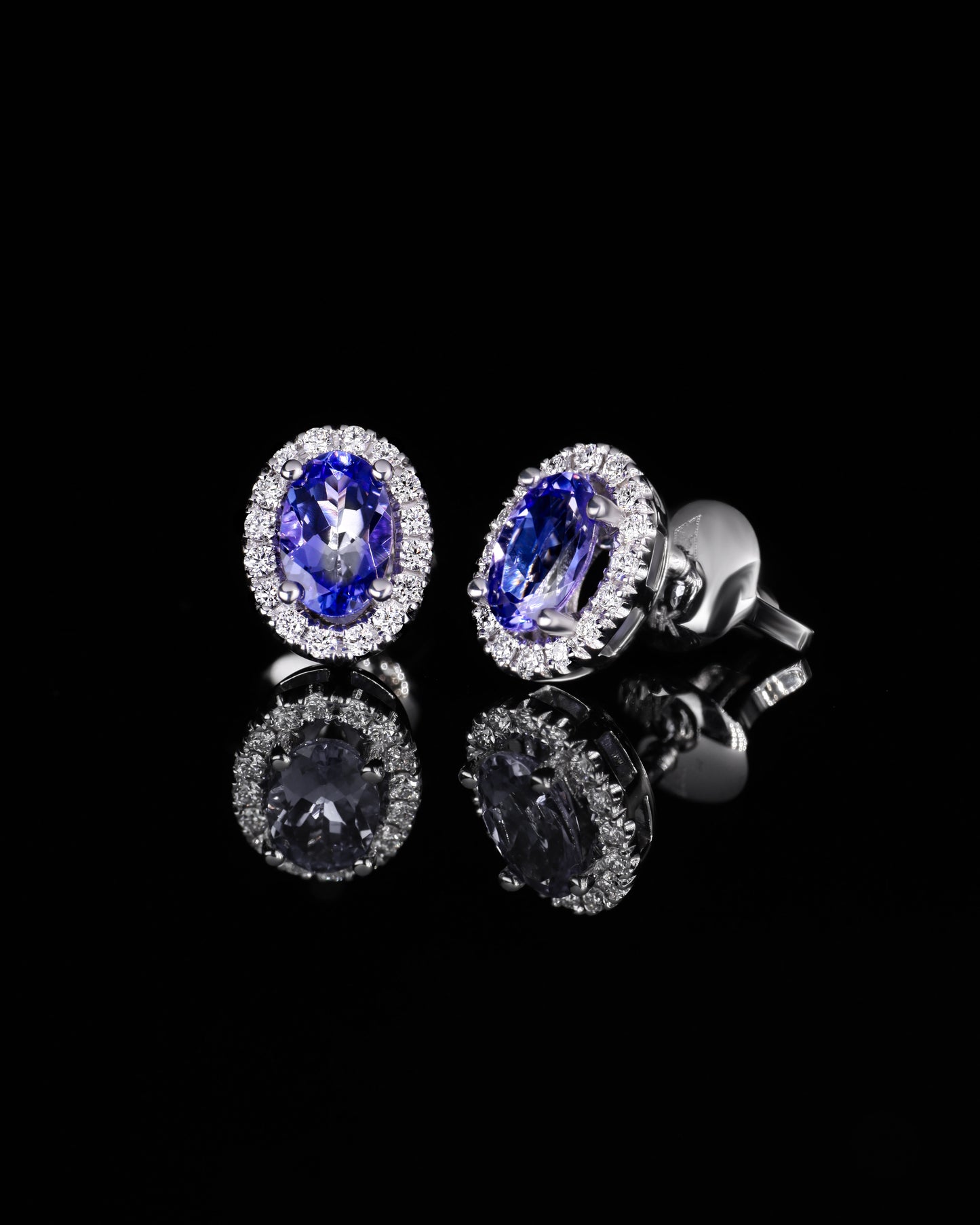 14K Gold Tanzanite & Diamond Earrings