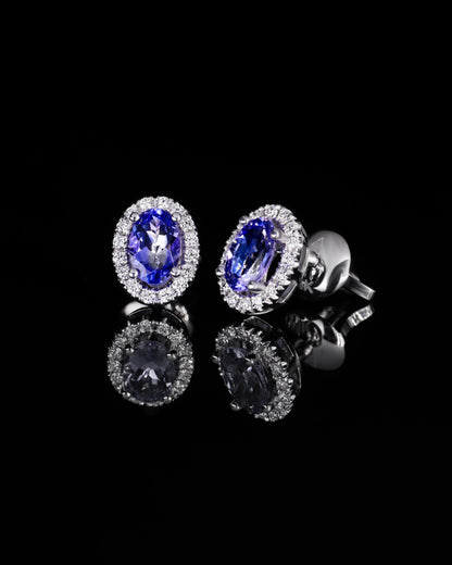 14K Gold Tanzanite & Diamond Earrings