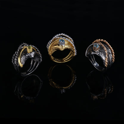 HANDMADE Rings TOUCH - Natural topaz and peridot