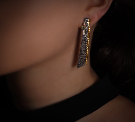 Earring Sharp Black Rhodium Gold-Plated with Tourmalines