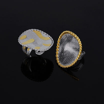 HANDMADE Ring REFLECTION - White rhodium, gold plated