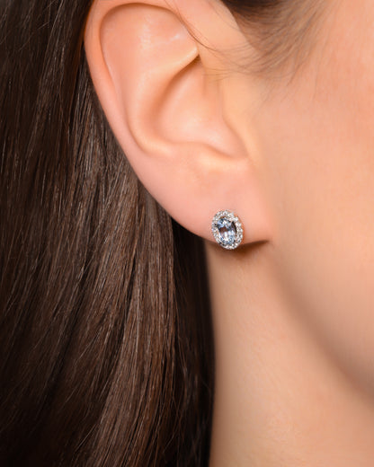 14K Gold Aquamarine & Diamond Earrings