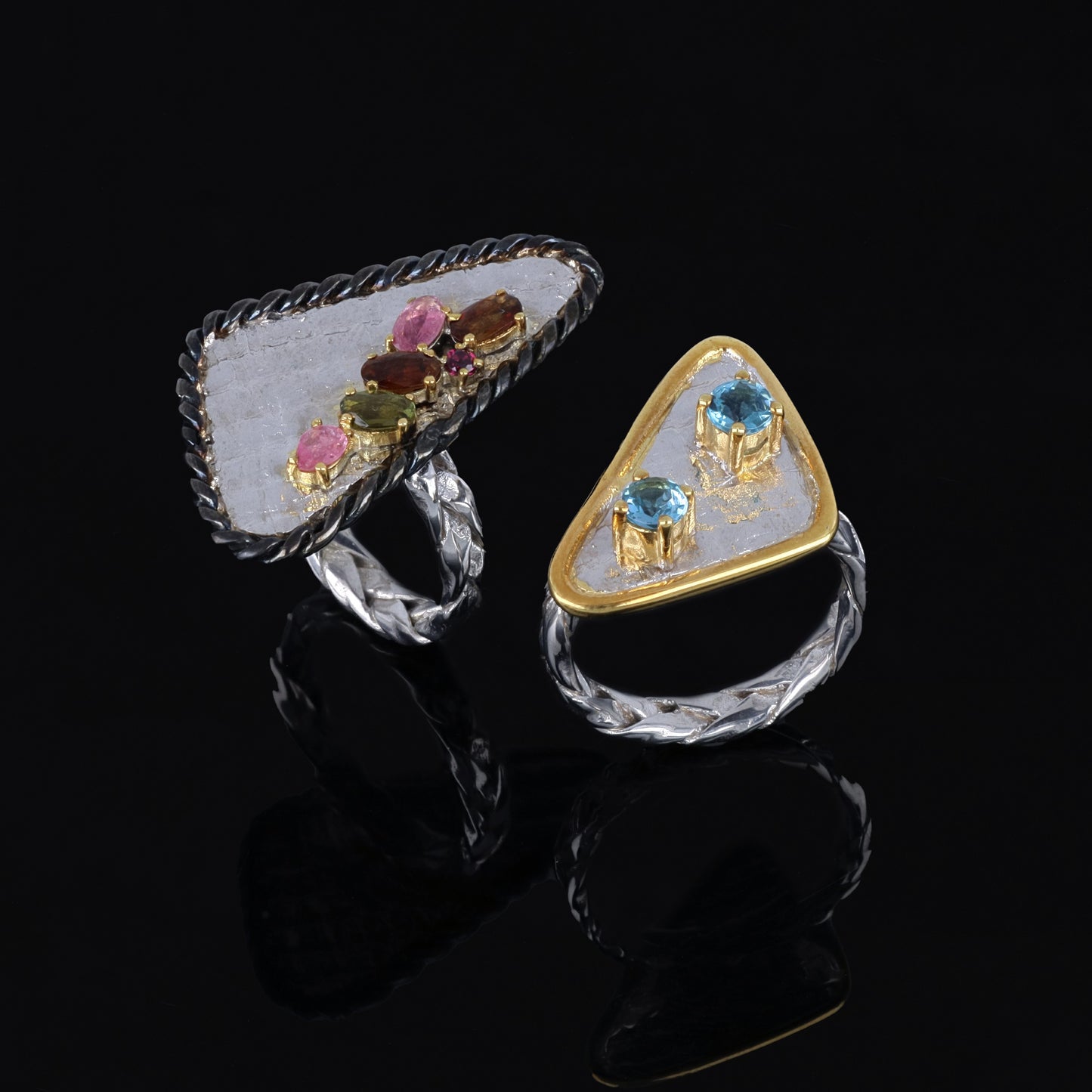 HANDMADE Rings BERMUDA - With tourmalines and topaz