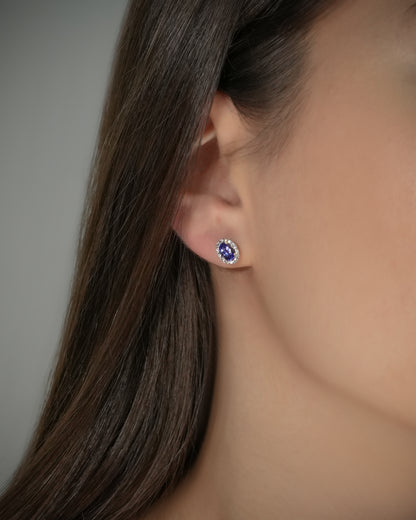 14K Gold Tanzanite & Diamond Earrings