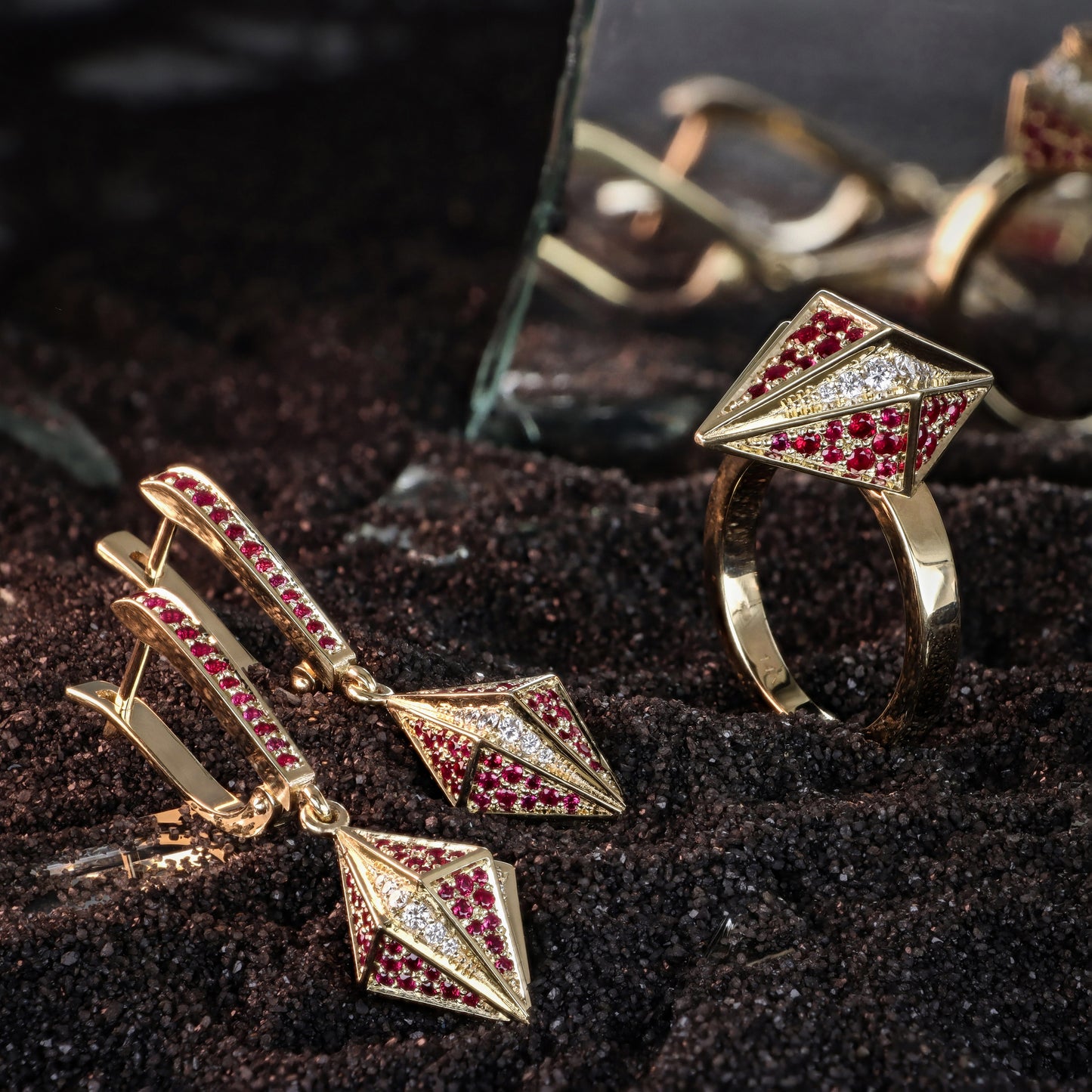 14K Gold Ruby & Diamond Set