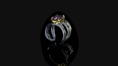 Choice Rings with Natural Tourmalines and Ametrine, Gold-Plated