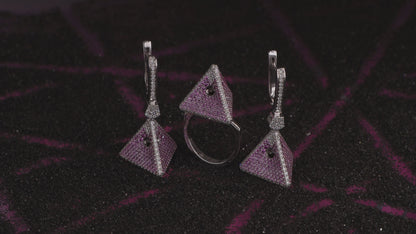 14K Gold Pink Sapphire & Diamond Set