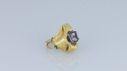 Ring IRIS, black and white rhodium, gold plated