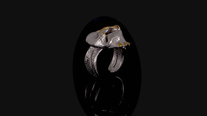 HANDMADE Rings WISDOM - Black and white rhodium, gold plated