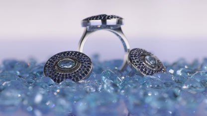 14K Gold Aquamarine & Blue Sapphire Set