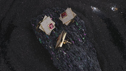 18K Gold Tourmaline & Diamond Set