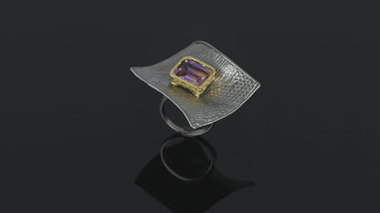 Ring FEDORA Black Rhodium with Natural Ametrine