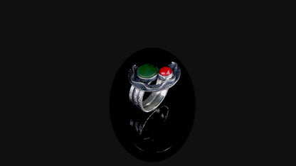 Ring THE BALANCE with Nephrite and Coral